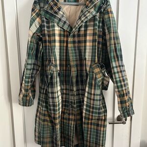 J.Crew men’s limited edition heritage hooded parka in green plaid/madras.